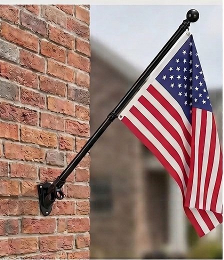 5 Feet flag pole mounted on brick wall